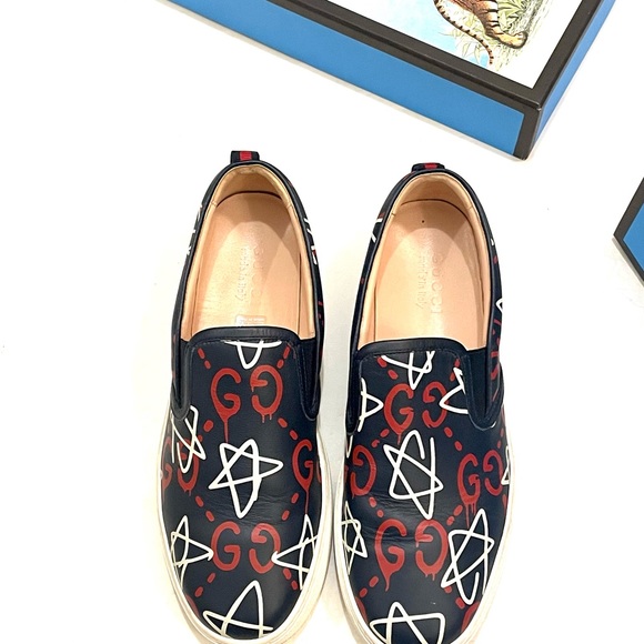 GUCCI Ghost Star Men’s Slip Ons 10 MADE ITALY - Picture 8 of 14